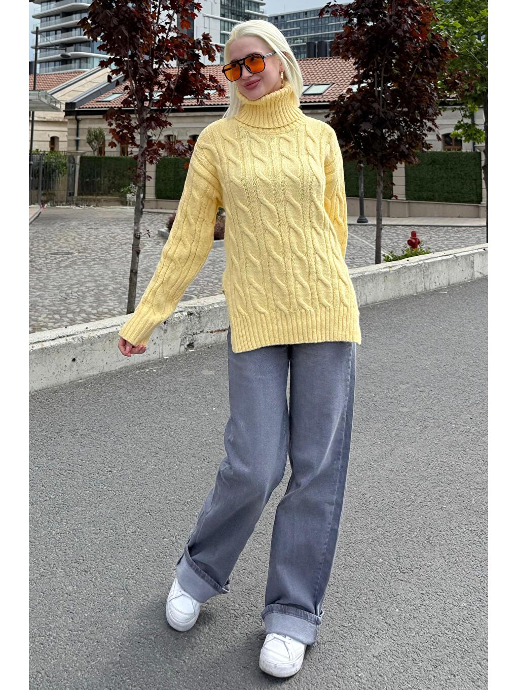 Sarı Boğazlı Triko Kazak Mg2376-7