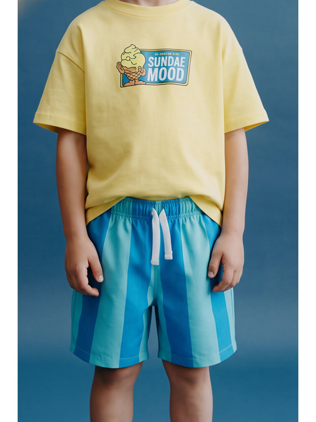 Karışık Erkek Çocuk Pamuklu Sarı Baskılı T-Shirtli Şort Takım-4