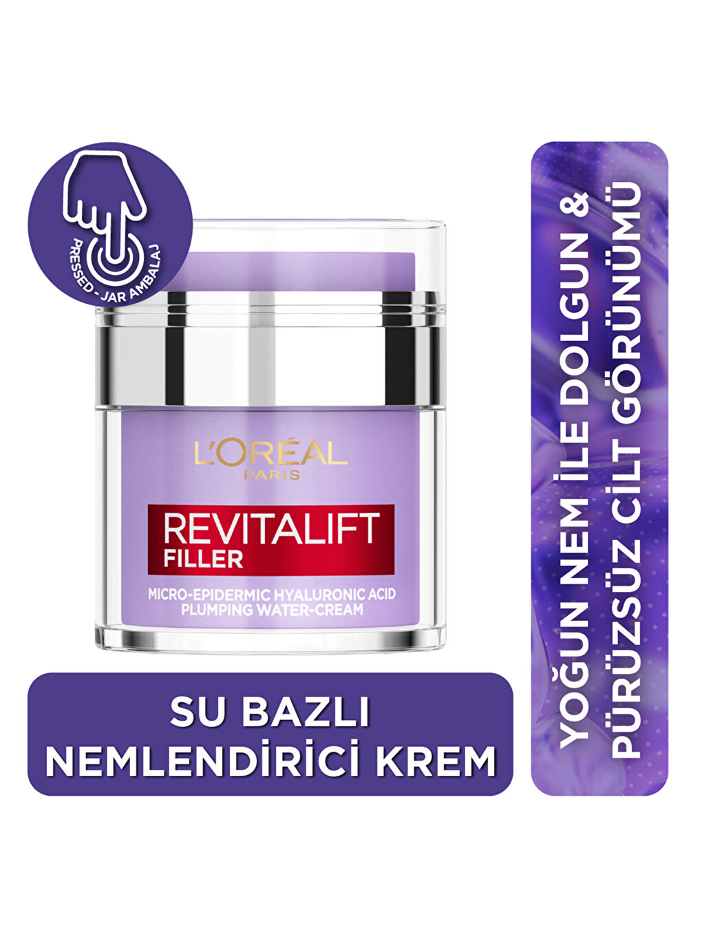 L'Oréal Paris Revitalift Filler Dolgunlaştırıcı Su Bazlı Pressed Jar Nemlendirici Yüz Kremi 50ml