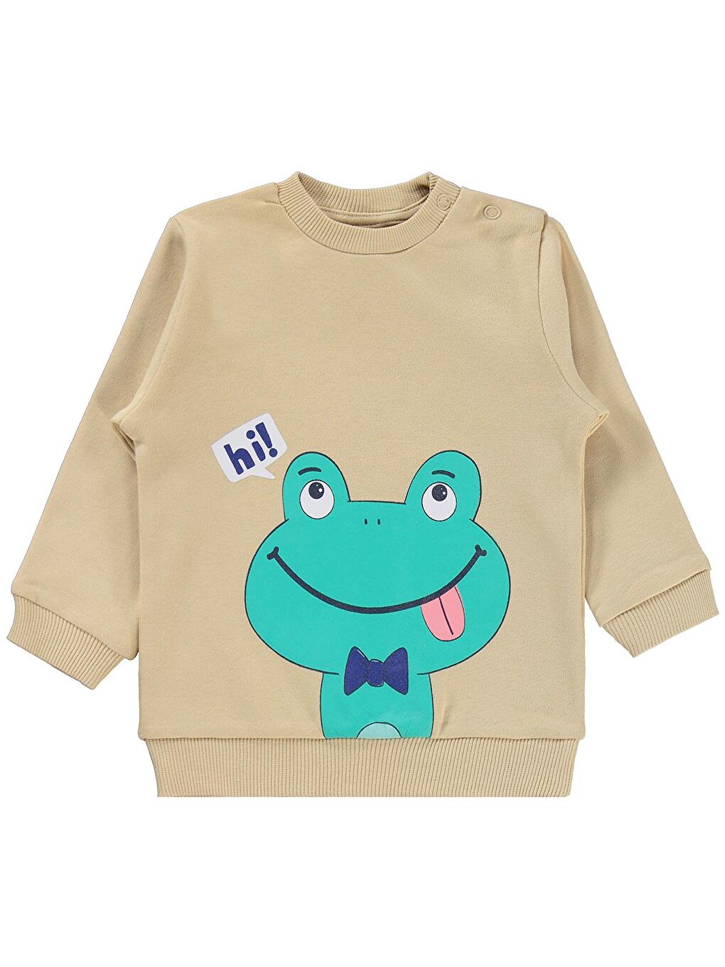 Baby Erkek Bebek Kurbağa Baskılı 6-18 Ay Takım - Kahverengi-2