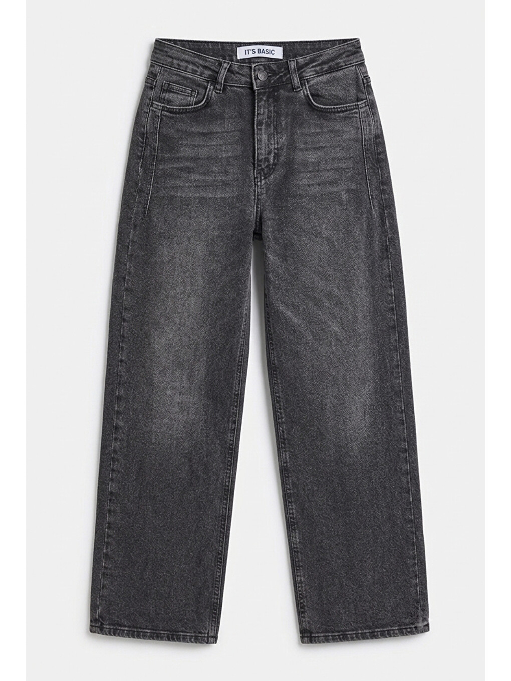 Gri Kadın Füme 4w6-14 Wide Leg Fit Esnek Kumaş Denim Jean-5