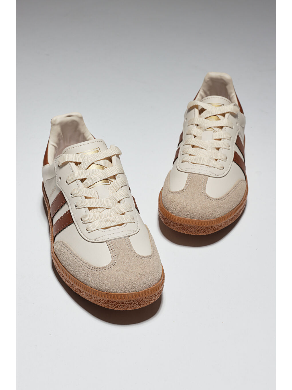 Unisex Bej Termo Taban Yanı Şeritli Bağcıklı Spor Ayakkabı-1