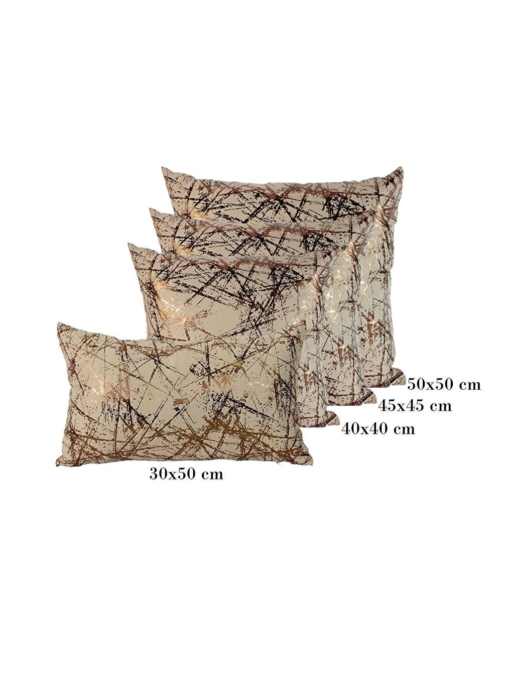 Bej Bakır Varak Desenli Kırlent Kılıfı Dekoratif Yumuşak Salon Koltuk-4