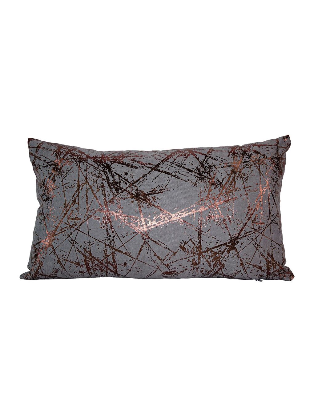 Gri Bakır Varak Desenli Kırlent Kılıfı Dekoratif Yumuşak Salon Koltuk-2