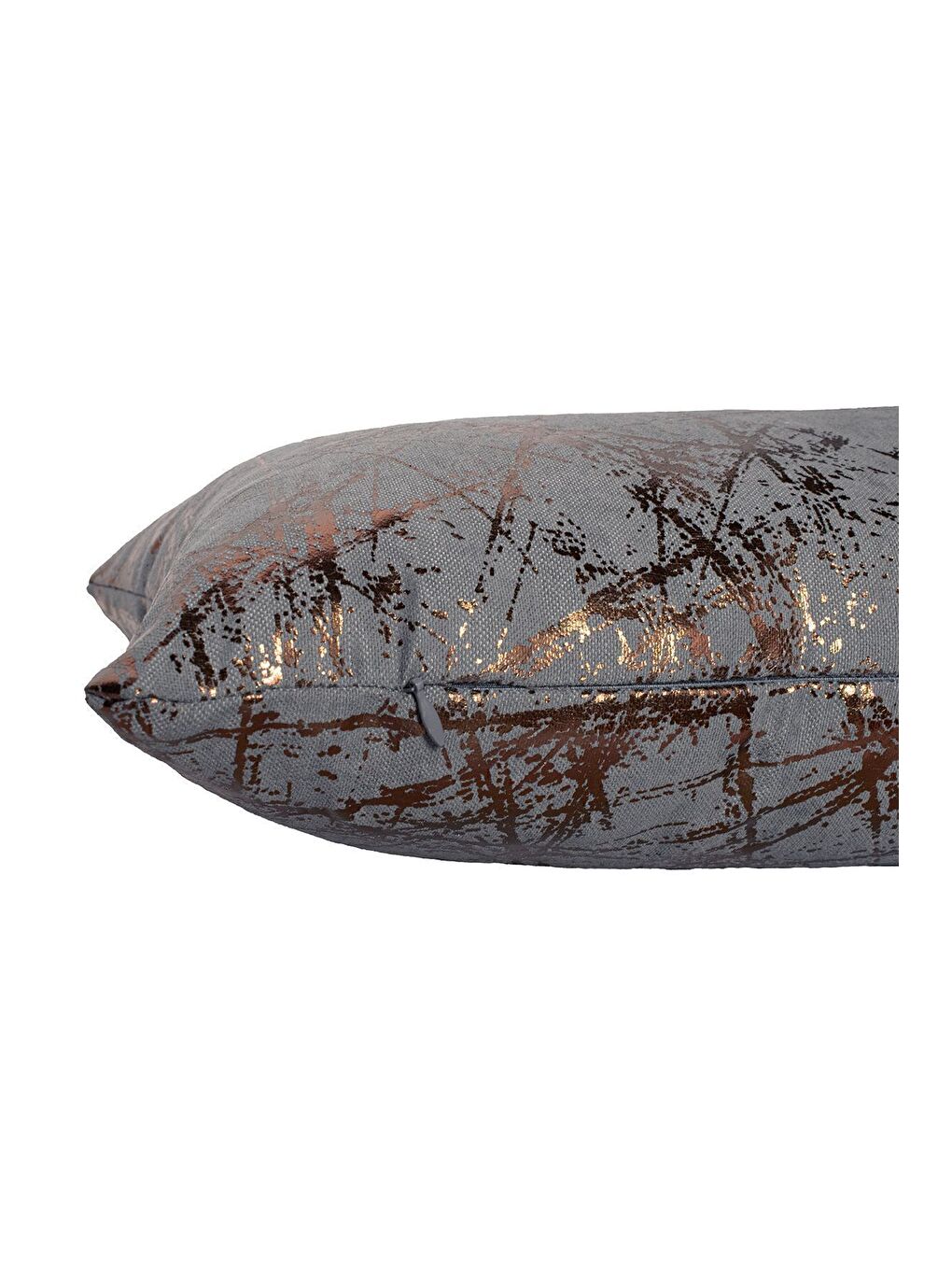 Gri Bakır Varak Desenli Kırlent Kılıfı Dekoratif Yumuşak Salon Koltuk-3