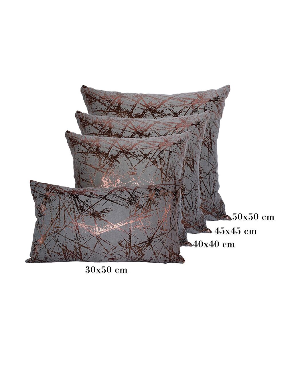 Gri Bakır Varak Desenli Kırlent Kılıfı Dekoratif Yumuşak Salon Koltuk-4