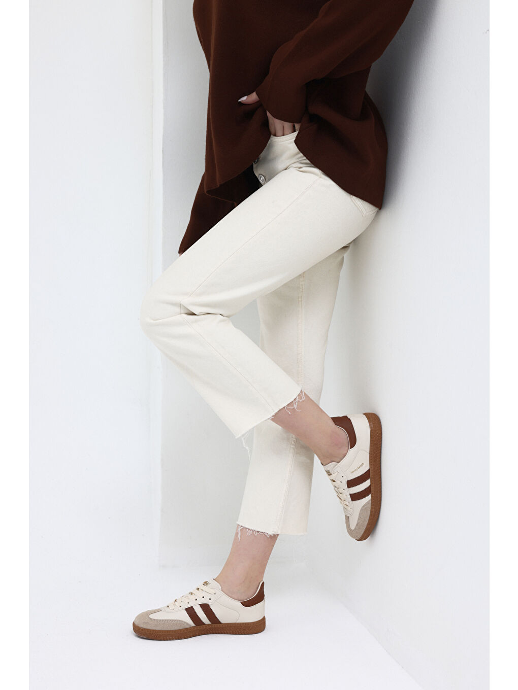 Unisex Bej Termo Taban Yanı Şeritli Bağcıklı Spor Ayakkabı-4