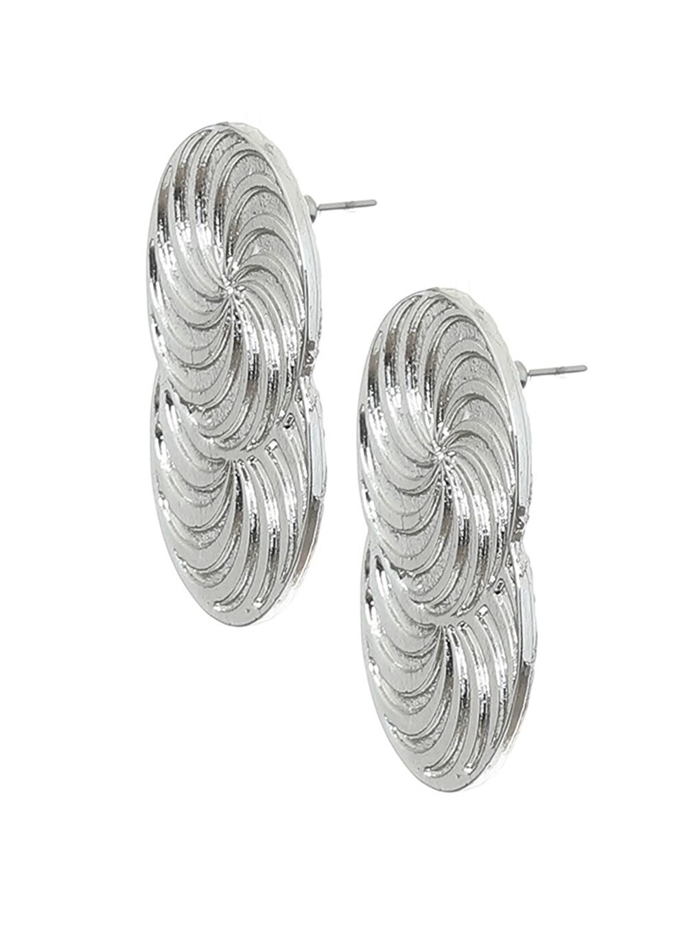 Gri Kadın Lak  Kaplama Çivili Model Spiral Baskılı Tasarım Küpe