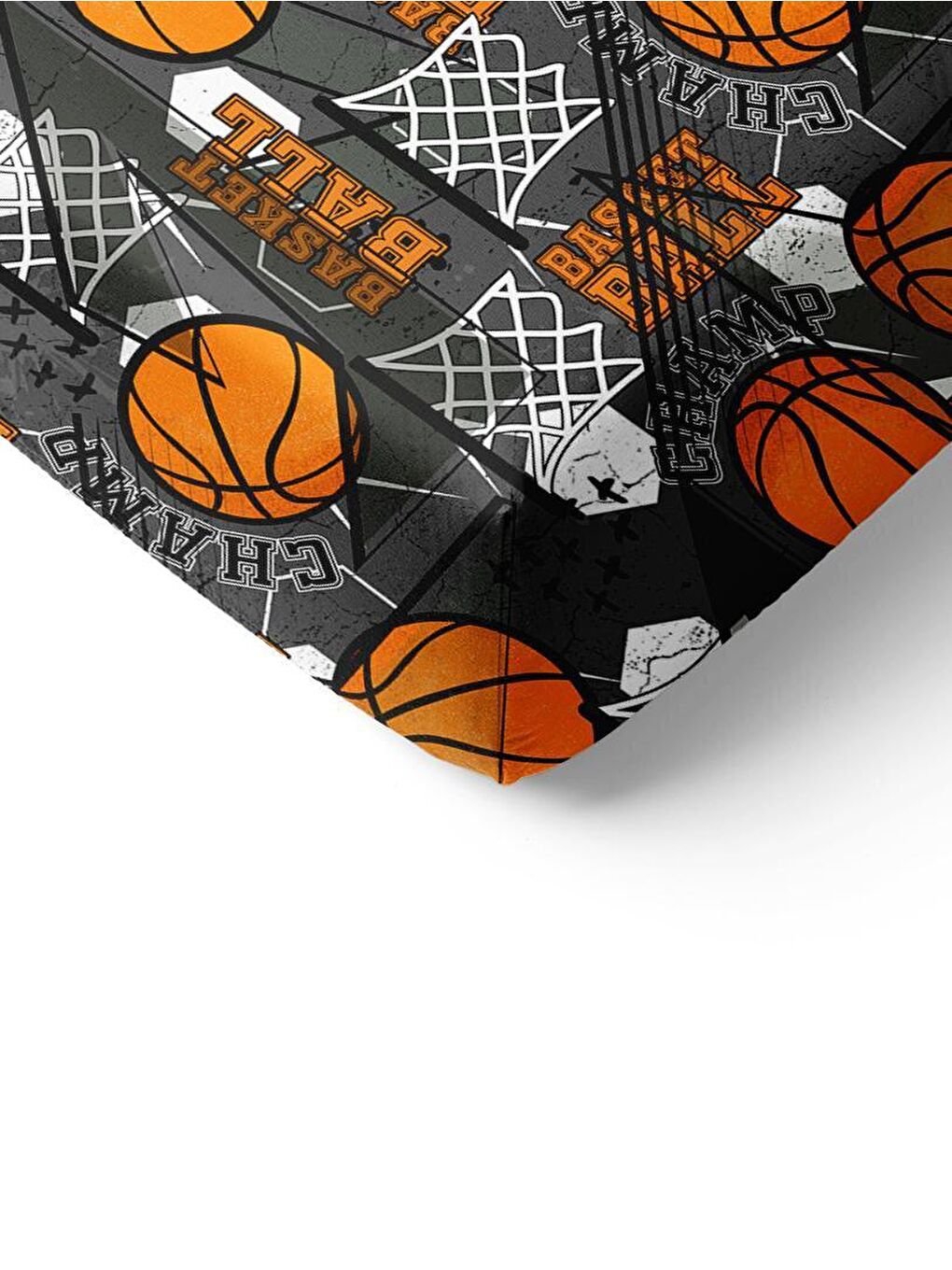 Karışık Basketbol Desenli Baskılı Tek Kişilik Lastikli Çarşaf Seti-1