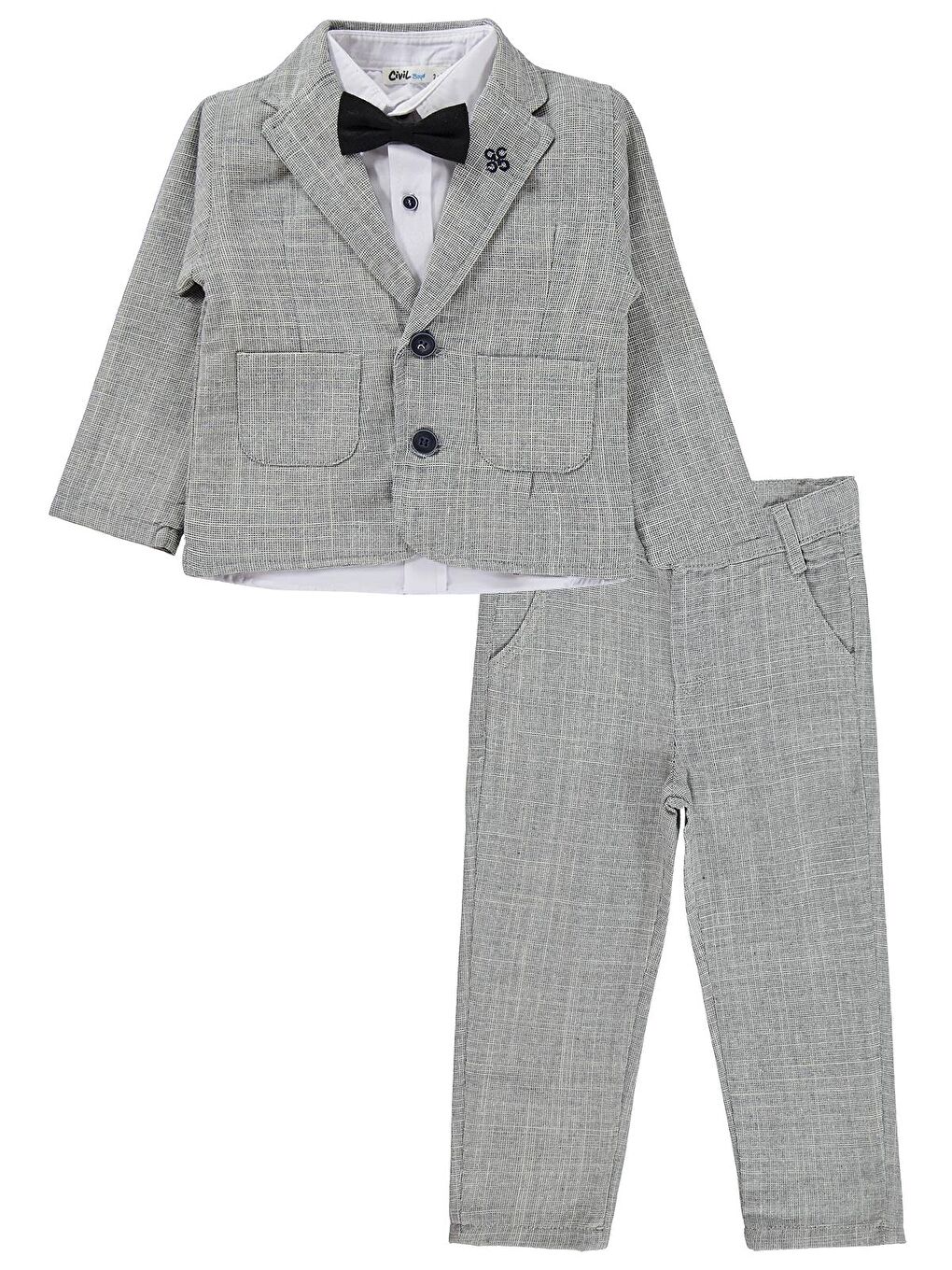 Boys Ceketli 3'lü Keten 2-5 Yaş Takım - Gri-3