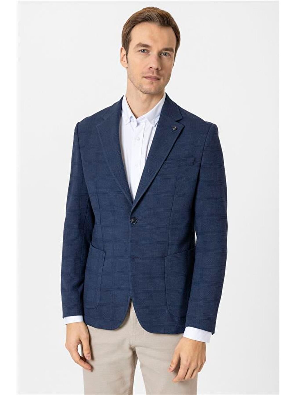 Lacivert Slim Mono Yaka 6 Drop Ceket