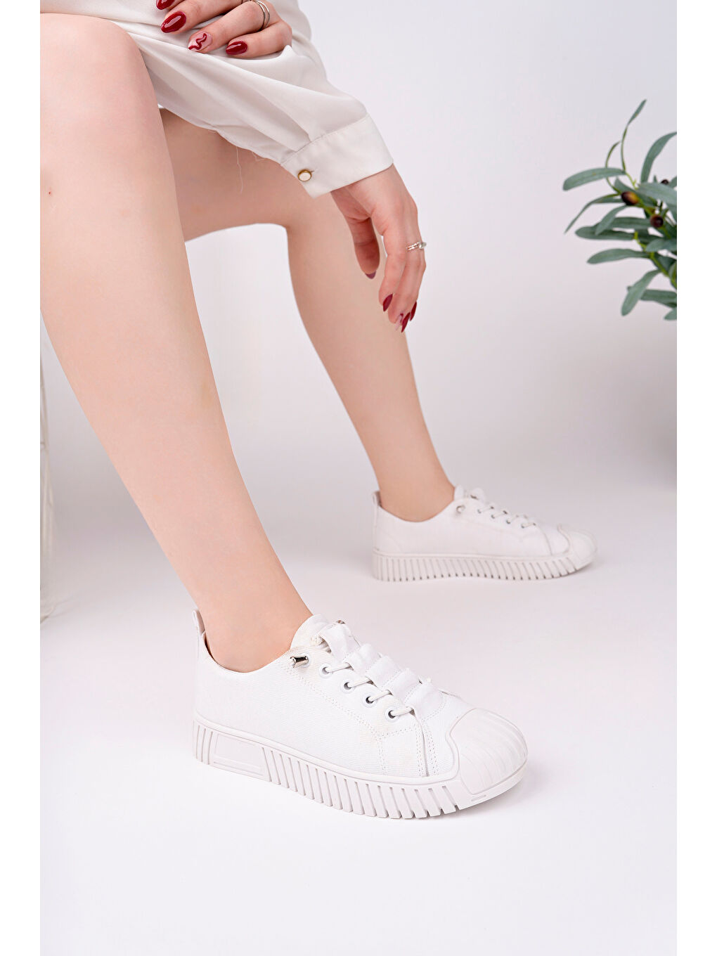 Beyaz Kadın Sneaker Günlük Ayakkabı-1