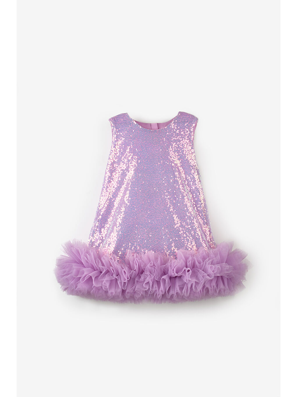 Lila Pullu Etek Ucu Fırfır Detaylı Kız Çocuk Abiye Mezuniyet Elbisesi - Aurora