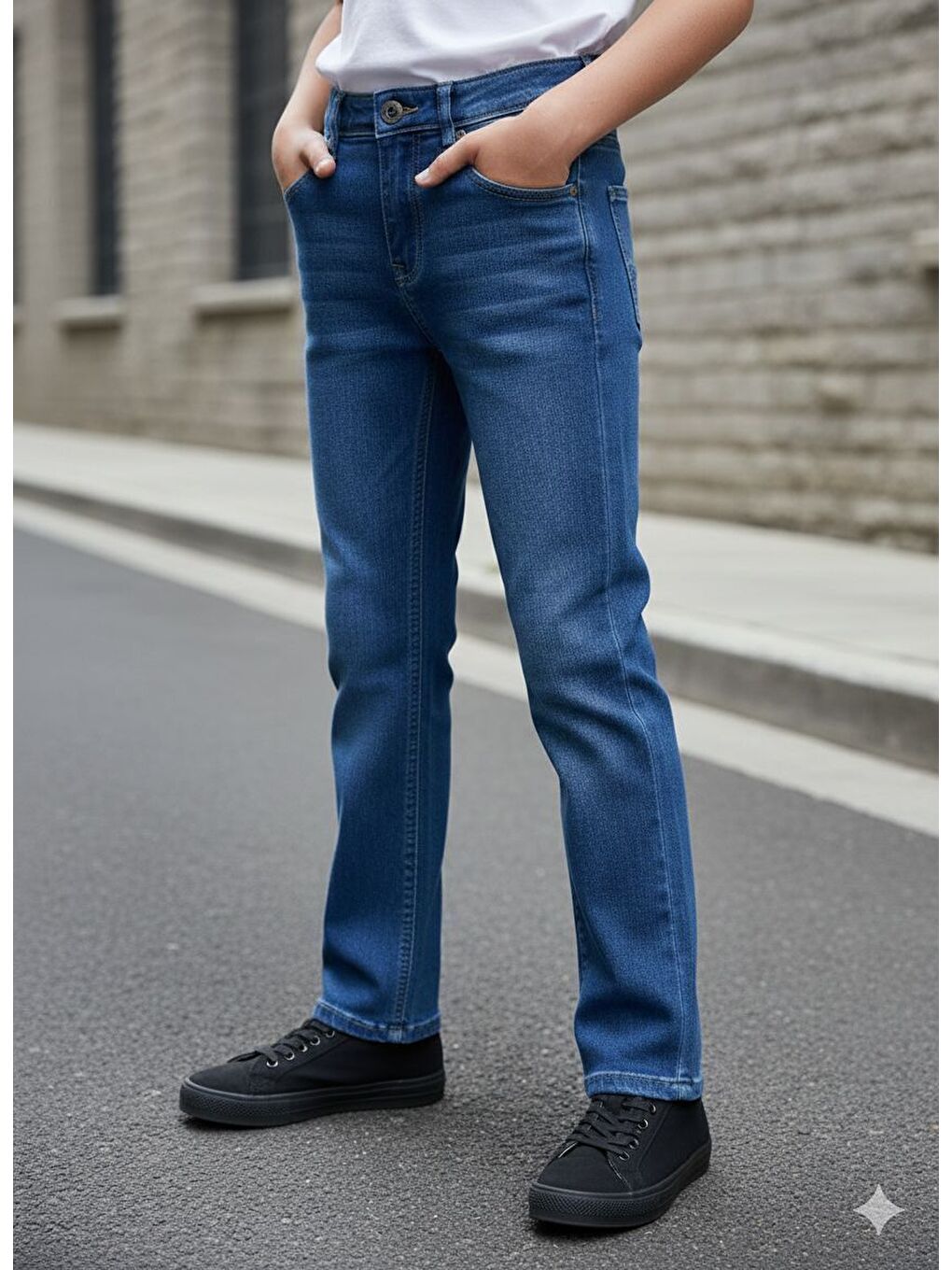 Mavi Erkek Çocuk Elastanlı Taşlanmış Jean Pantolon PNT2606-1