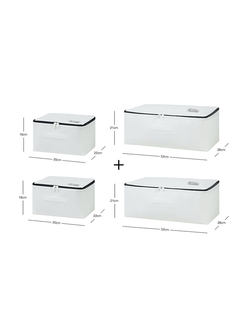 4'lü Lacivert Fermuarlı Beyaz Renk Stuff & Things Hurç Set-6