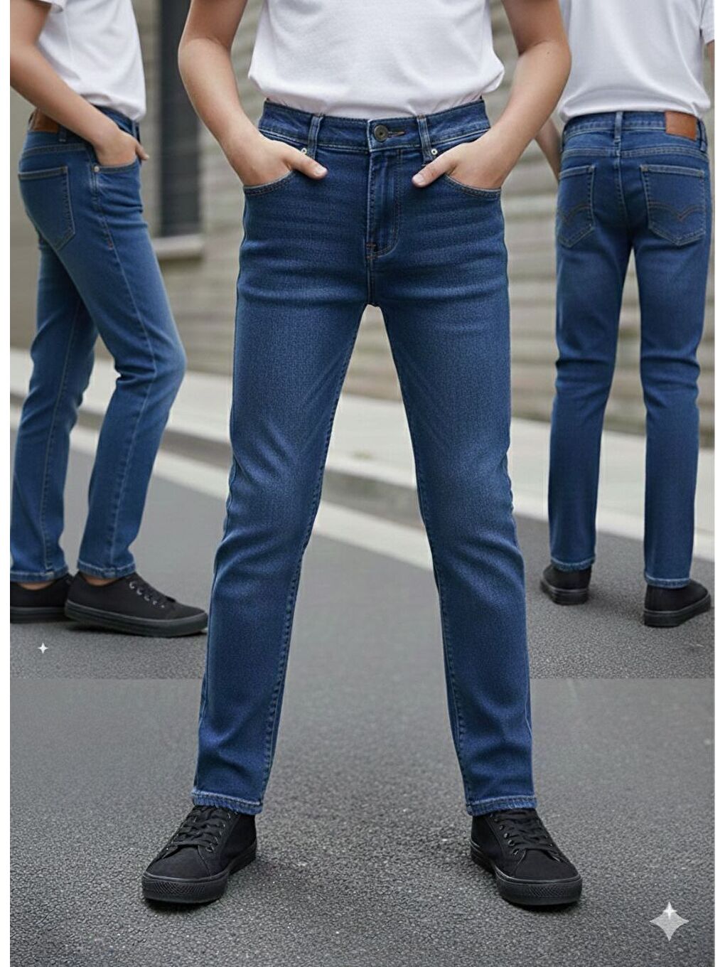 Mavi Erkek Çocuk Elastanlı Taşlanmış Jean Pantolon PNT2606-3