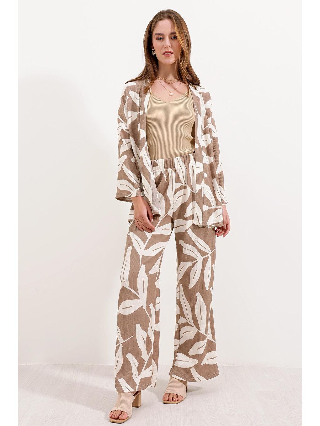 6582 Örme İkili Takım - Bej-1