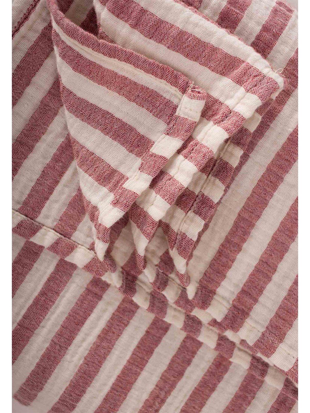 Kahverengi Naturel Battaniye 90X100 cm Rust Kalın Çizgili-3