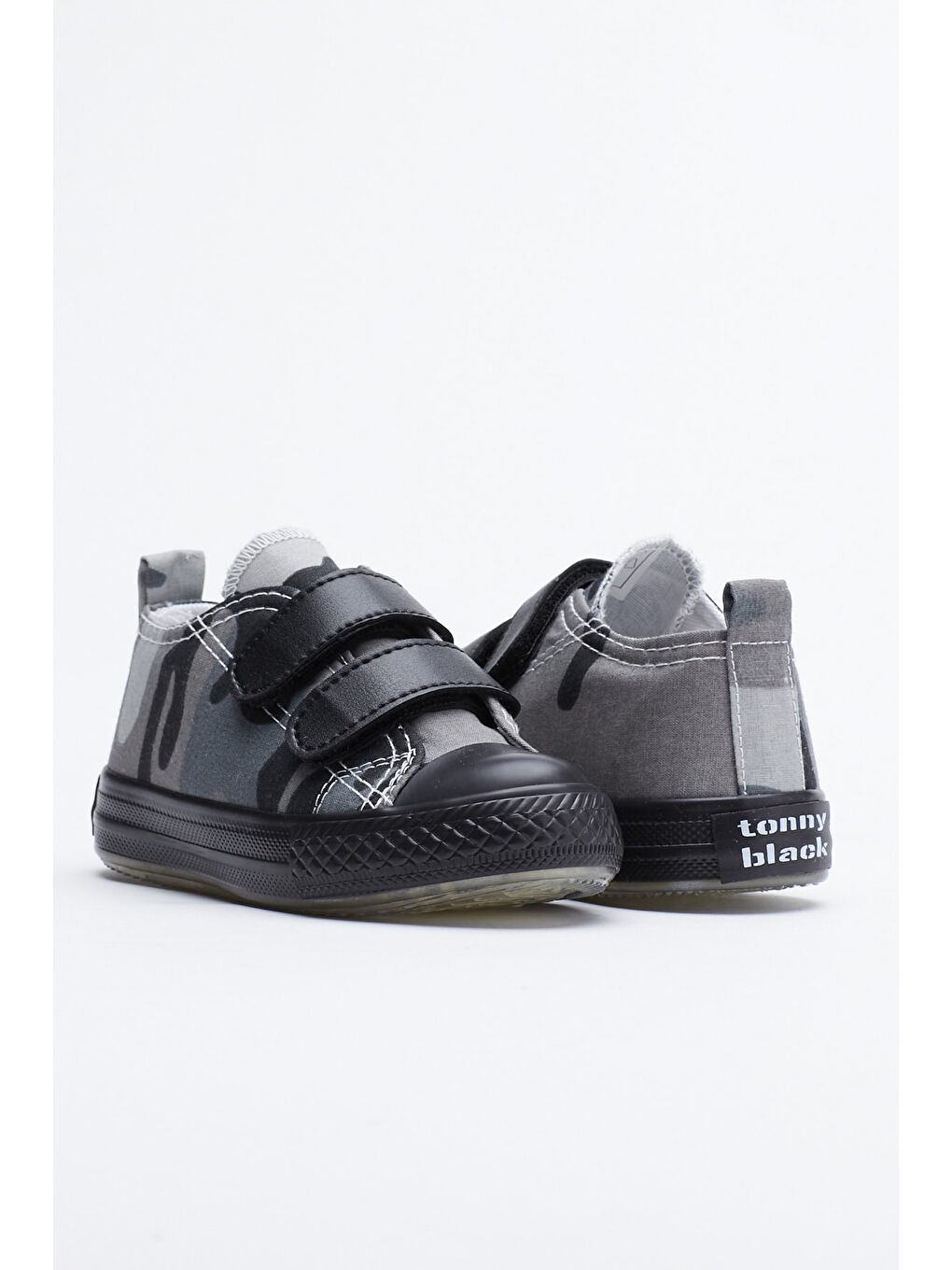 Çocuk Unisex Siyah Yeşil Rahat Kalıp Işıklı Cırtlı Spor Ayakkabı-2