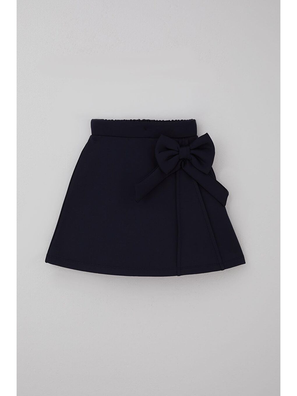 Kız Çocuk Etek Fiyonk Aksesuarlı Beli Lastikli Lacivert (6-12 Yaş)