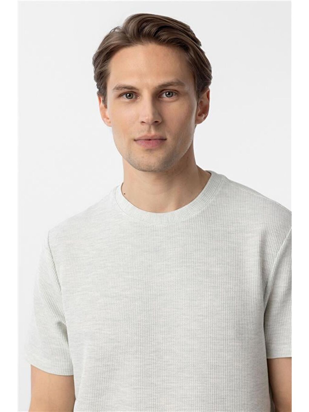 Yeşil Regular Armürlü Bisiklet Yaka Tişört-3