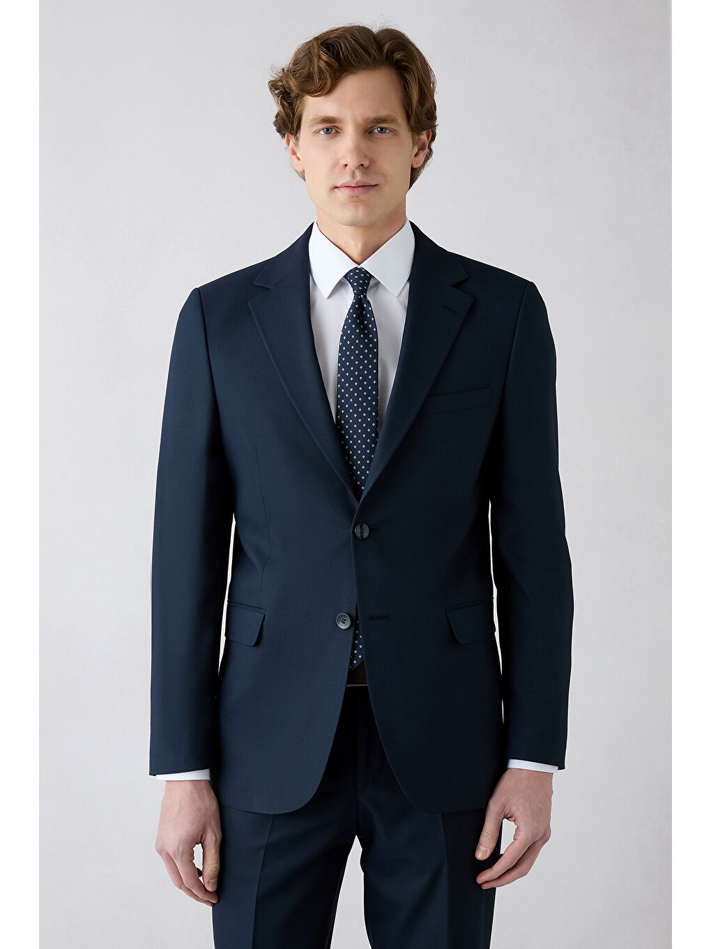 Lacivert 6 Drop Regular Fit Standart Kesim Mono Yaka Takım Elbise-1