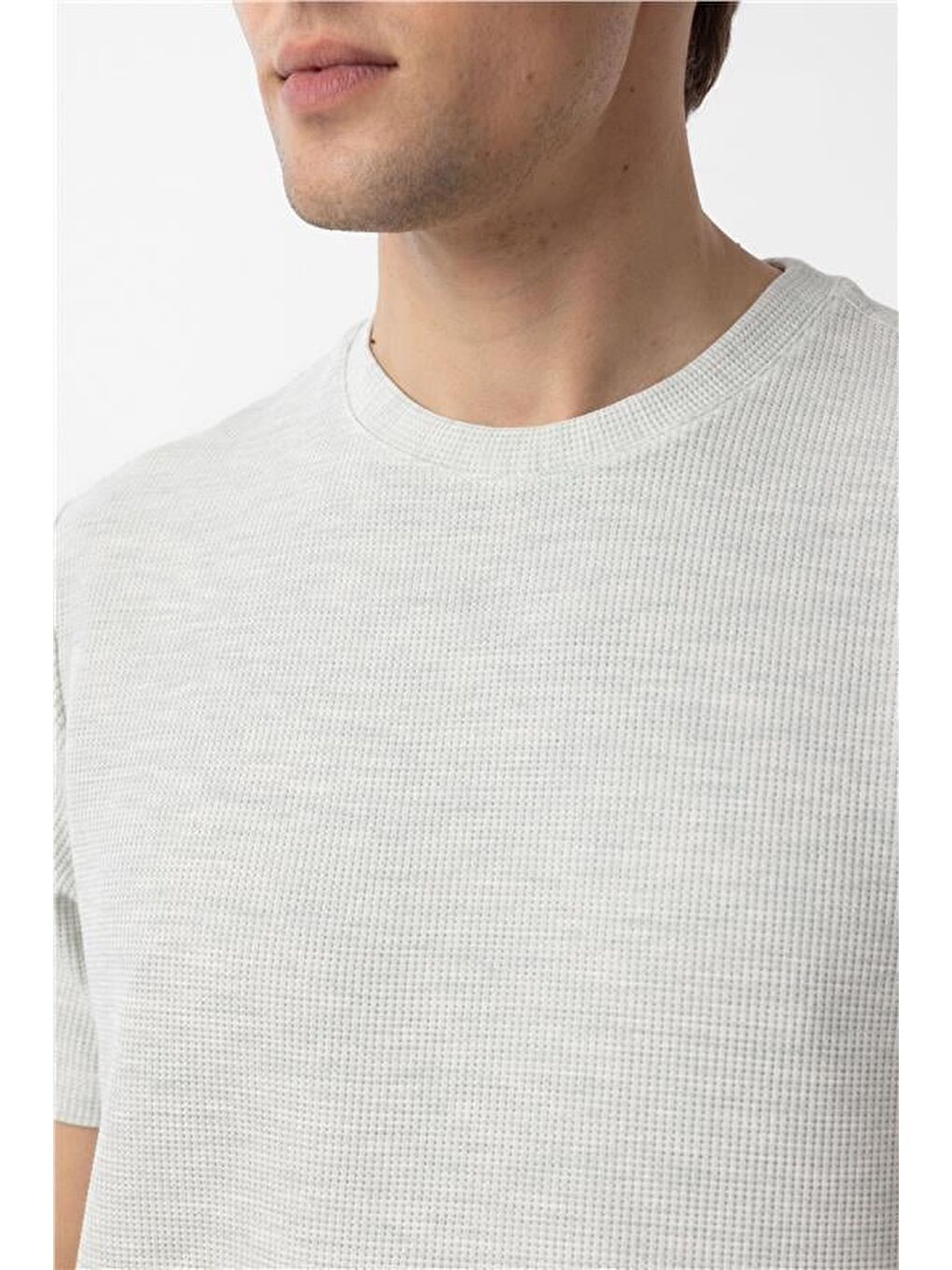 Yeşil Regular Armürlü Bisiklet Yaka Tişört-4