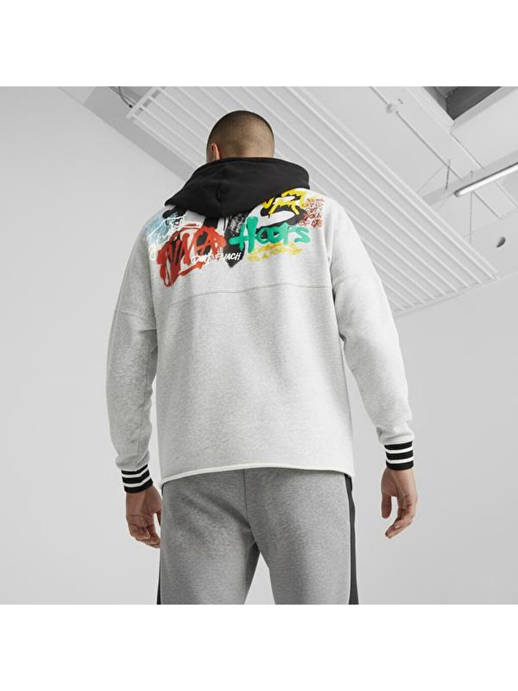 Boroughs Erkek Gri Kapüşonlu Hoodie-2