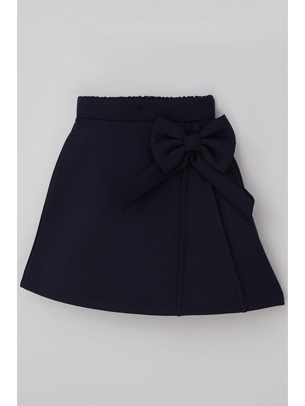 Kız Çocuk Etek Fiyonk Aksesuarlı Beli Lastikli Lacivert (6-12 Yaş)-2