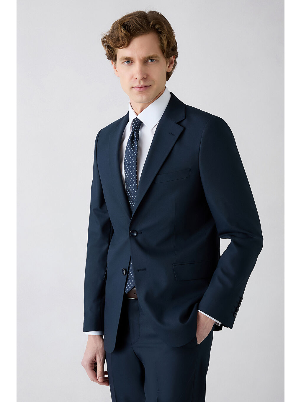 Lacivert 6 Drop Regular Fit Standart Kesim Mono Yaka Takım Elbise-2