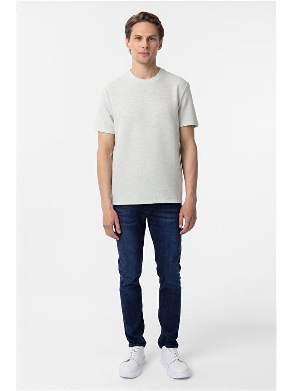 Yeşil Regular Armürlü Bisiklet Yaka Tişört-6