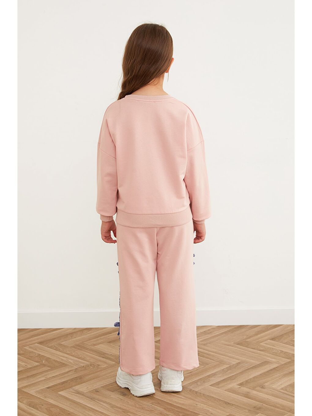 Pembe Kelebek Nakışlı Kurdeleli Kız Çocuk Takım-2