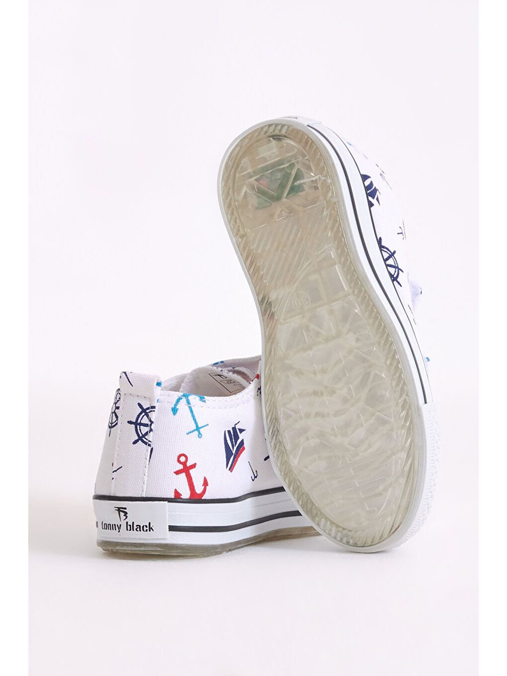 Çocuk Unisex Beyaz Lacivert Rahat Kalıp Işıklı Cırtlı Spor Ayakkabı-1