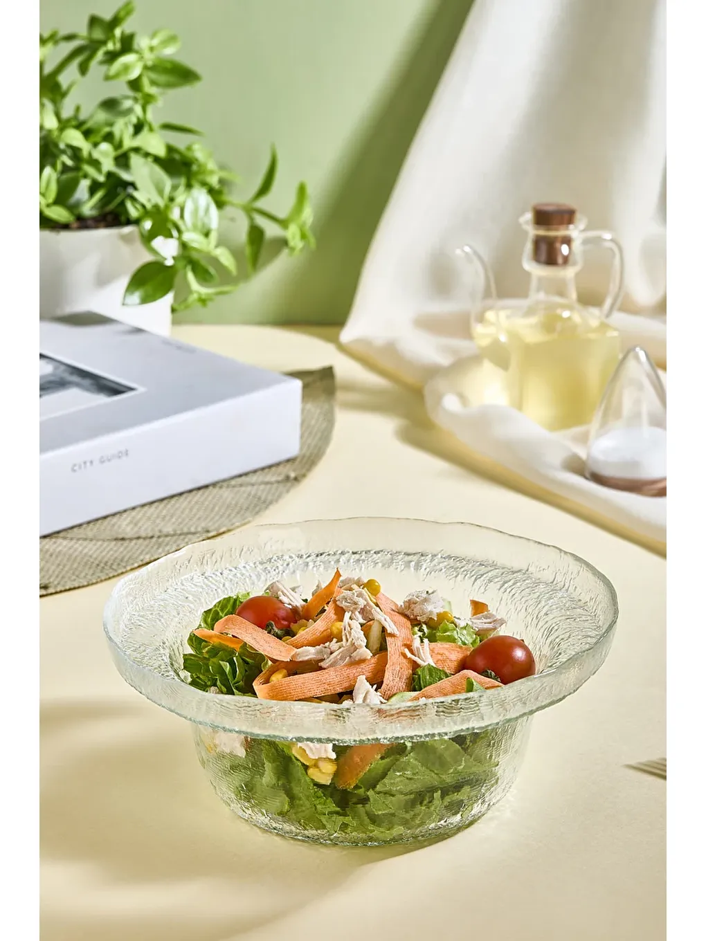 Renksiz Gemma Büyük Boy Cam Salata Kasesi-1
