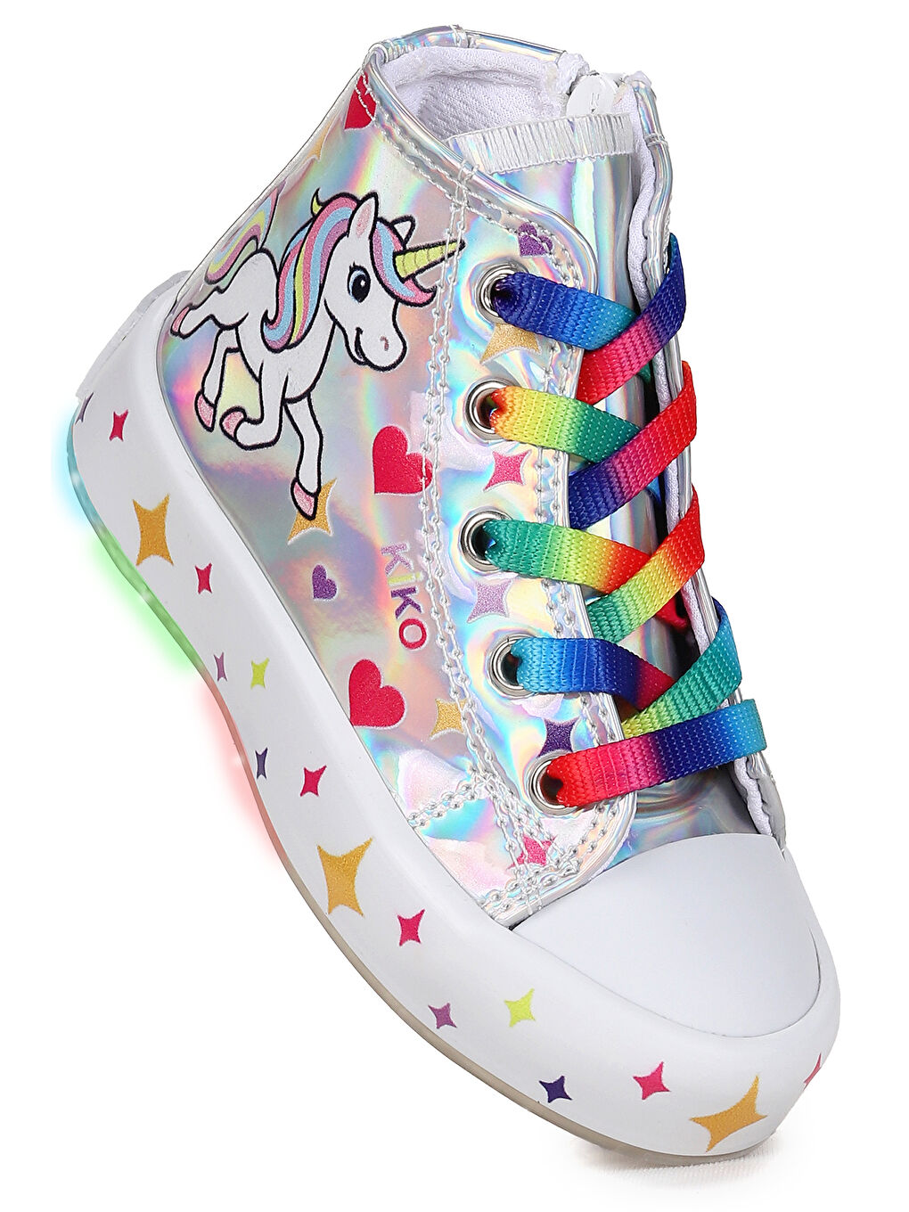 Gri Pames Fermuarlı Işıklı Kız Çocuk Spor Ayakkabı