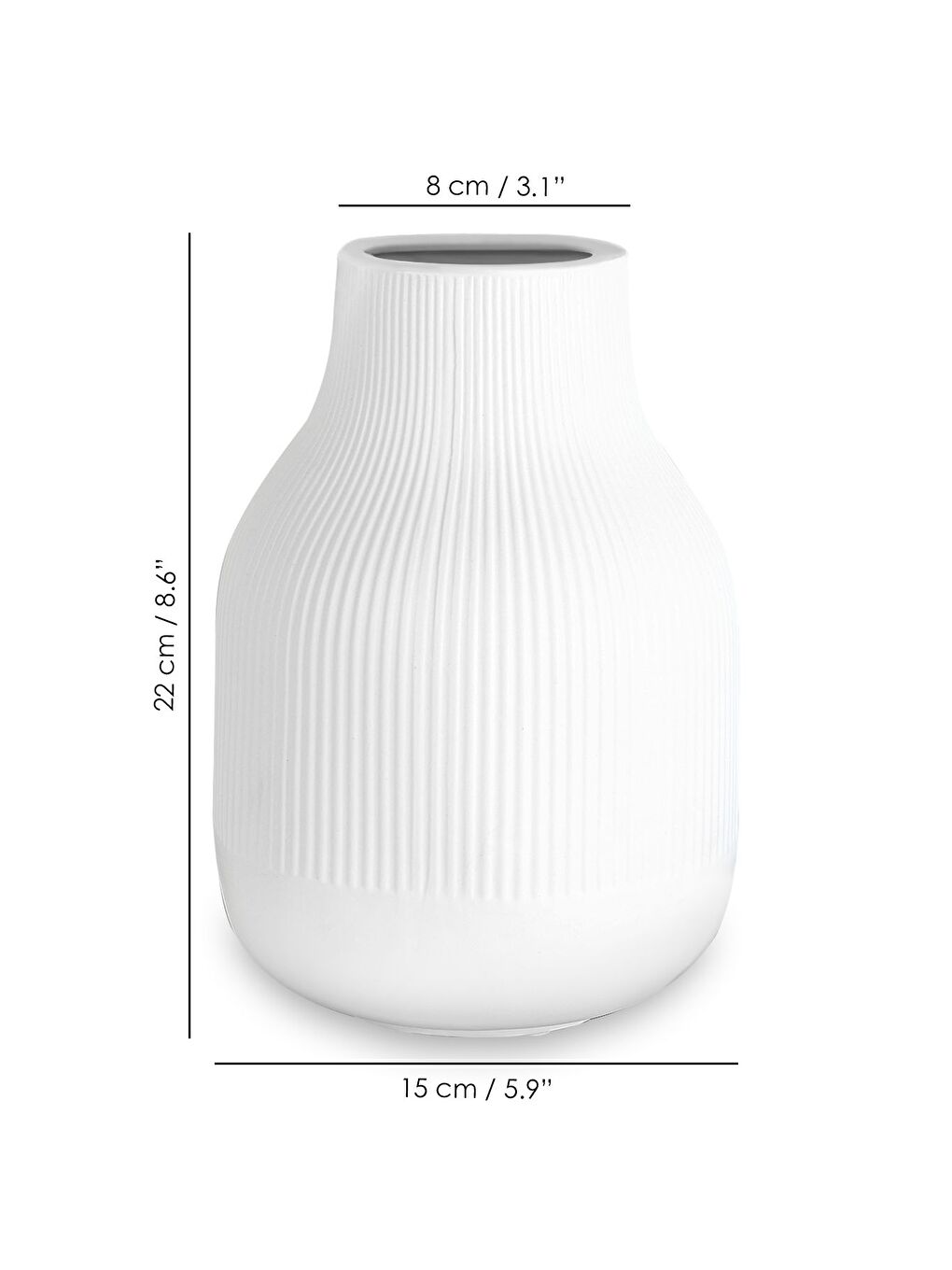 Beyaz Seramik Boğumlu Çizgili Vazo-5