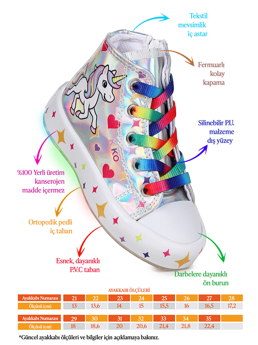 Gri Pames Fermuarlı Işıklı Kız Çocuk Spor Ayakkabı-1
