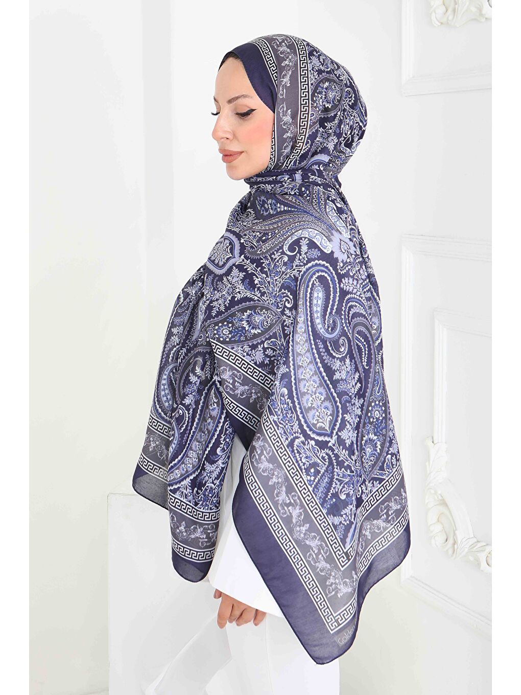 Etnika Soul Serisi Pamuk Şal Lacivert - 27856-LACIVERT-1