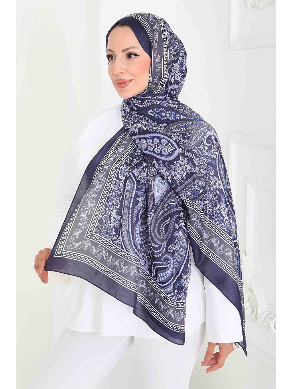 Etnika Soul Serisi Pamuk Şal Lacivert - 27856-LACIVERT-2