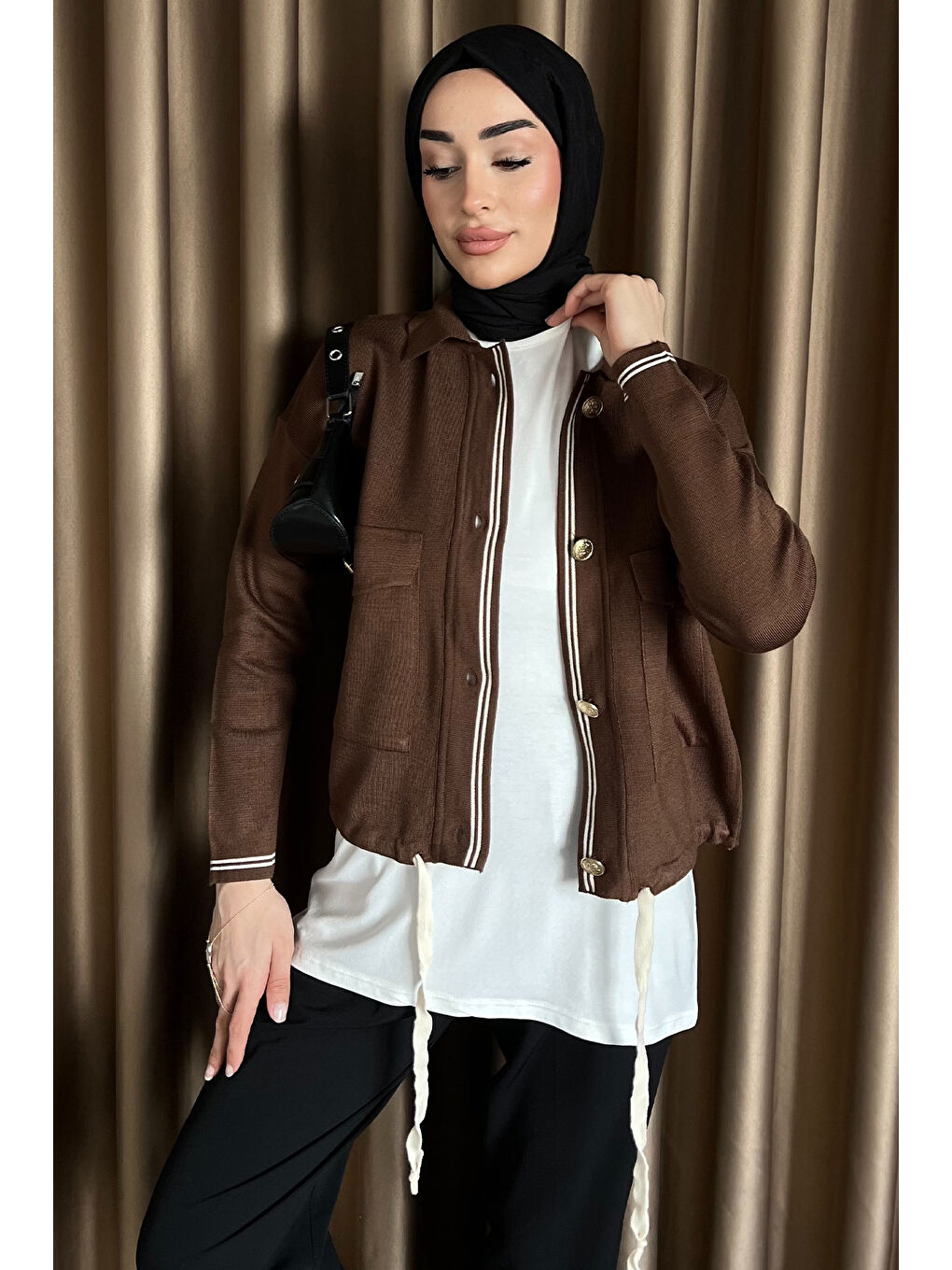 Julude Ekru Bisiklet Yaka Sıfır Kol İçlik Tunik - 3