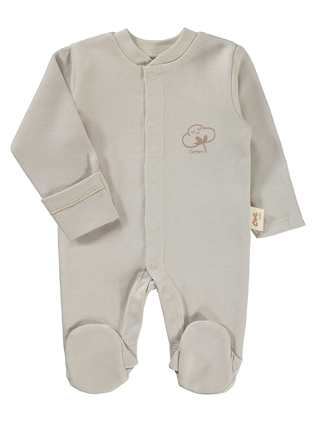 Baby Prematüre Organik Patikli Tulum Açık Bej-1