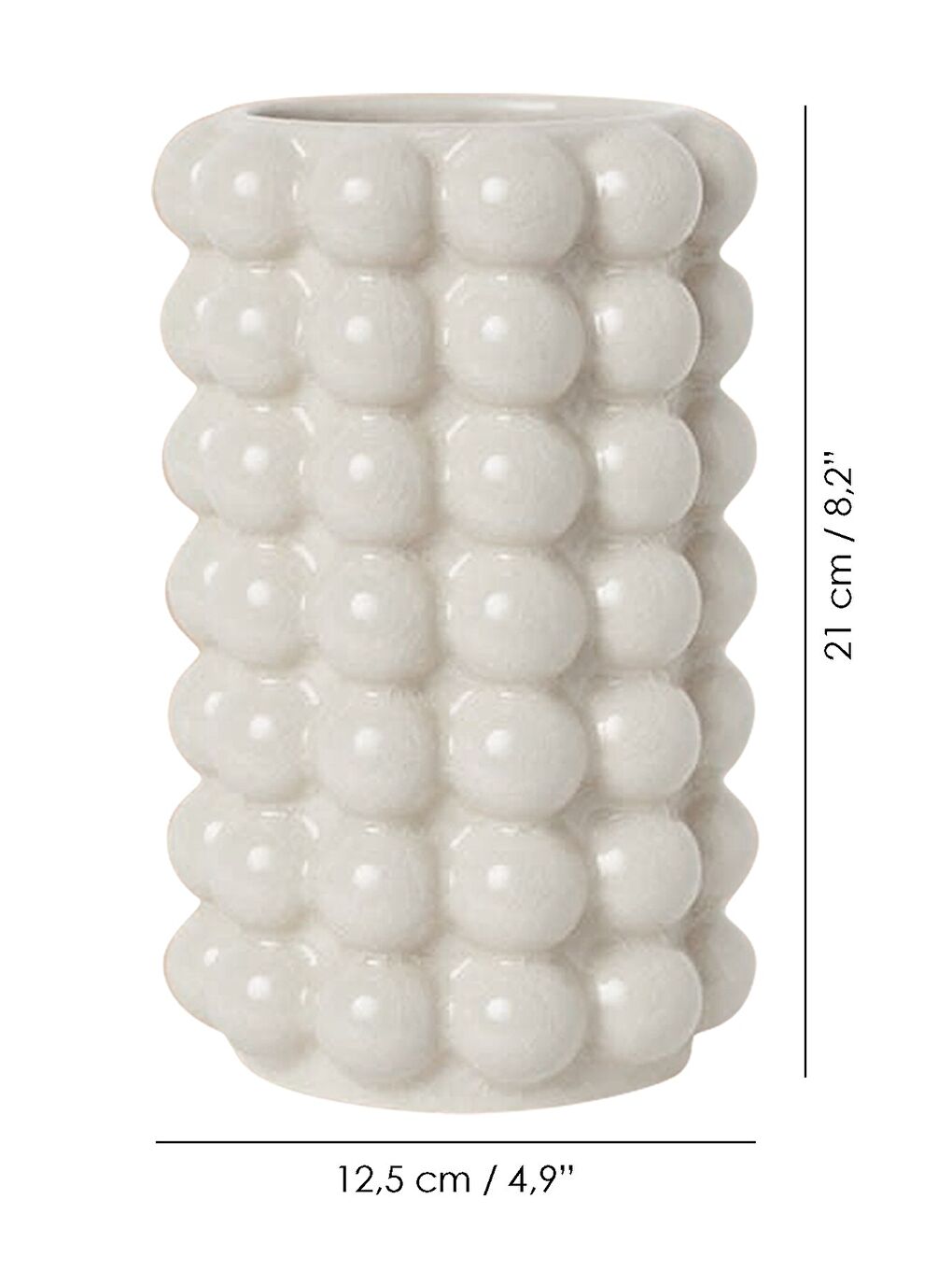 Ekru Seramik Bubble Vazo-3