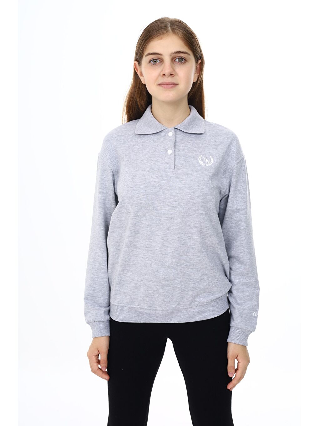 Gri Kız Çocuk Baskılı Sweatshirt