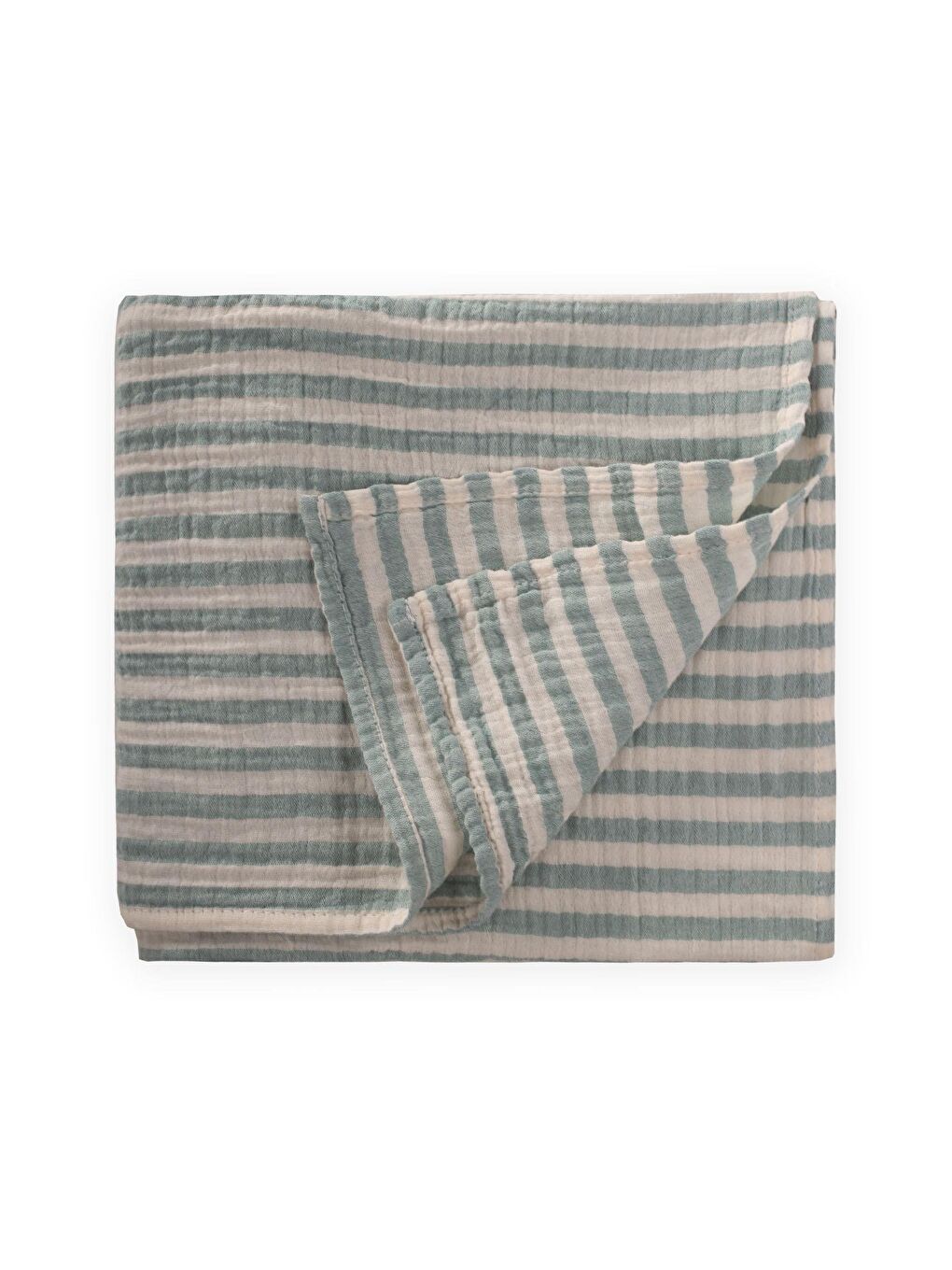 Turkuaz Naturel Battaniye 90X100cm Aqua Kalın Çizgili