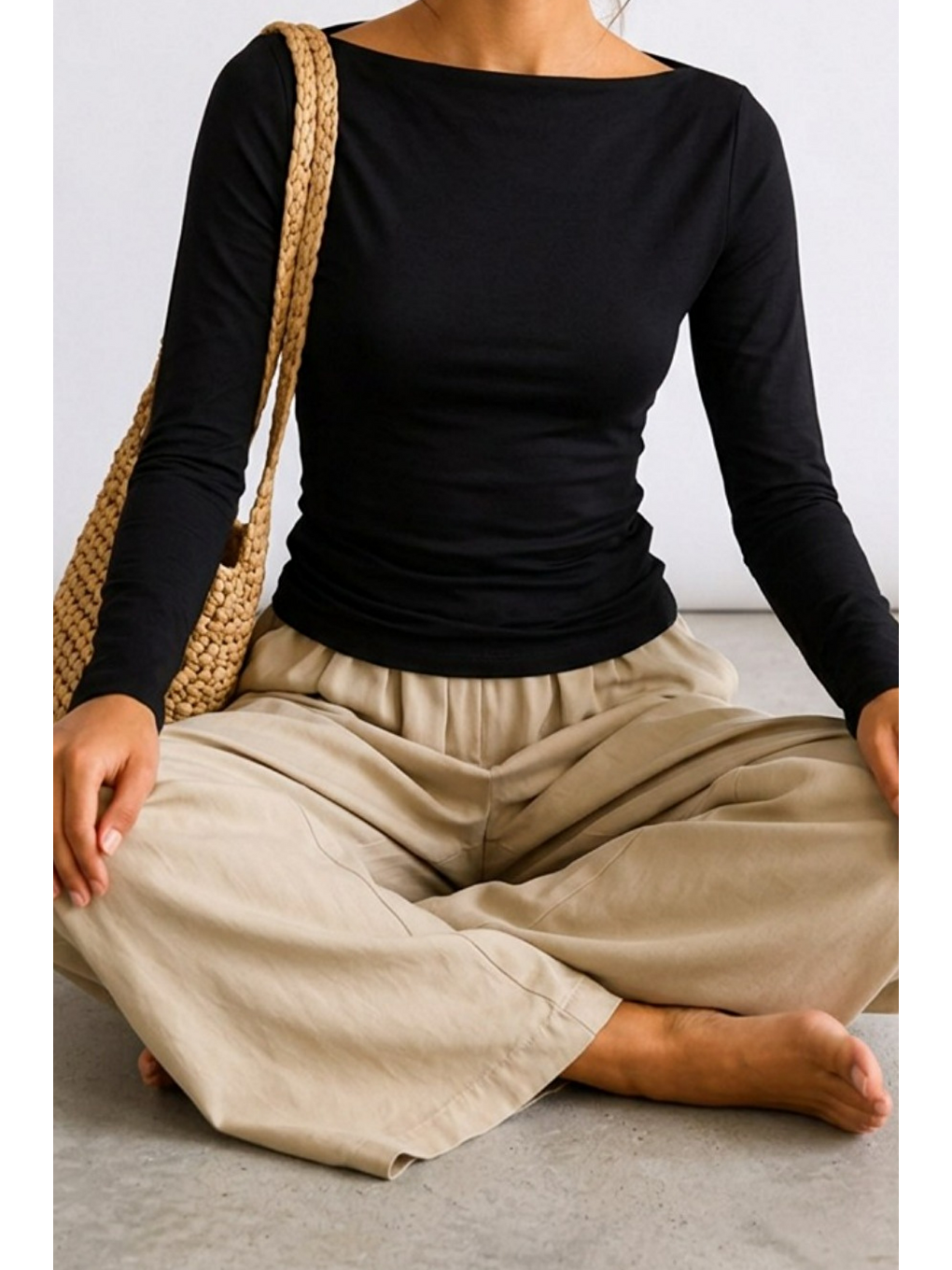 Kadın Crop Bodycone Uzun Kollu Siyah Bluz-5