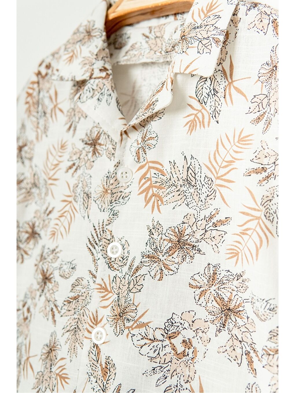 Bej Yazlık Erkek Bebek Desenli Gömlek Şort Kombini-1