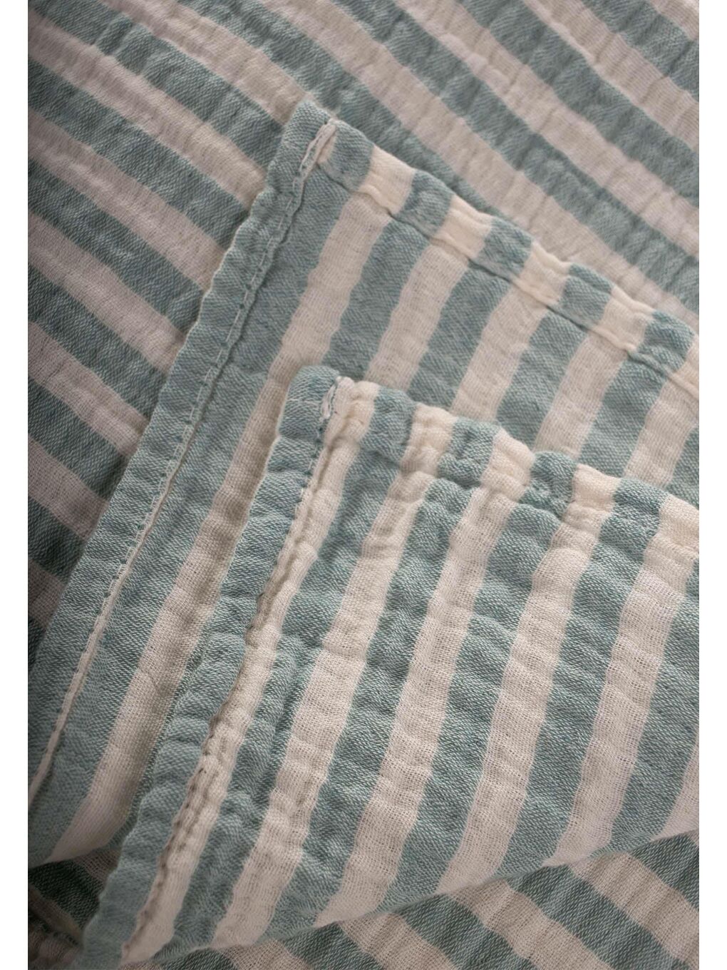 Turkuaz Naturel Battaniye 90X100cm Aqua Kalın Çizgili-2