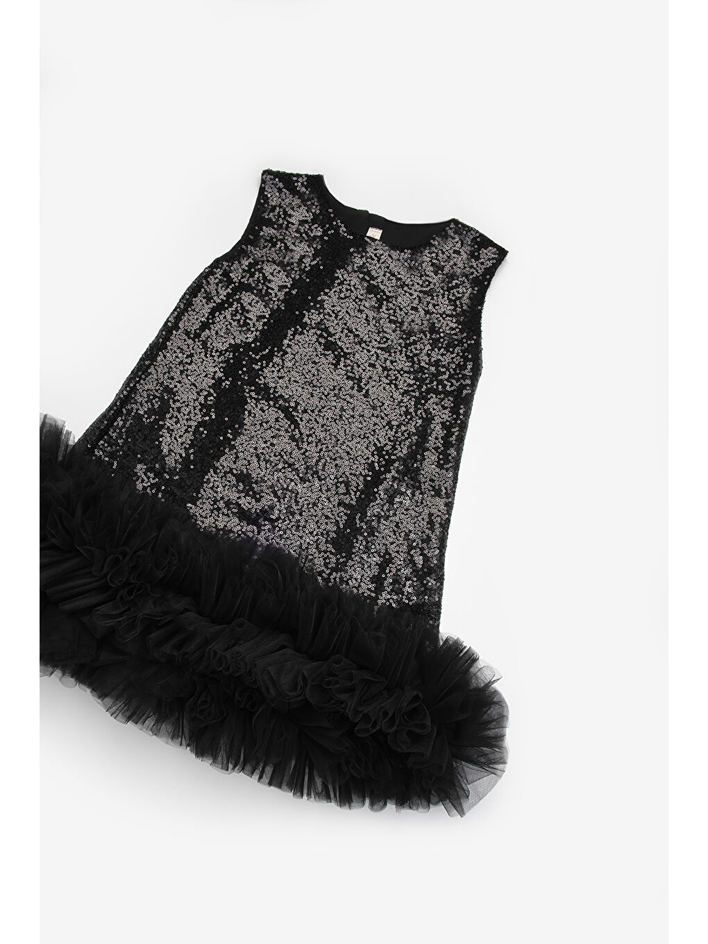 Siyah Pullu Etek Ucu Fırfır Detaylı Kız Çocuk Abiye Mezuniyet Elbisesi - Aurora-2