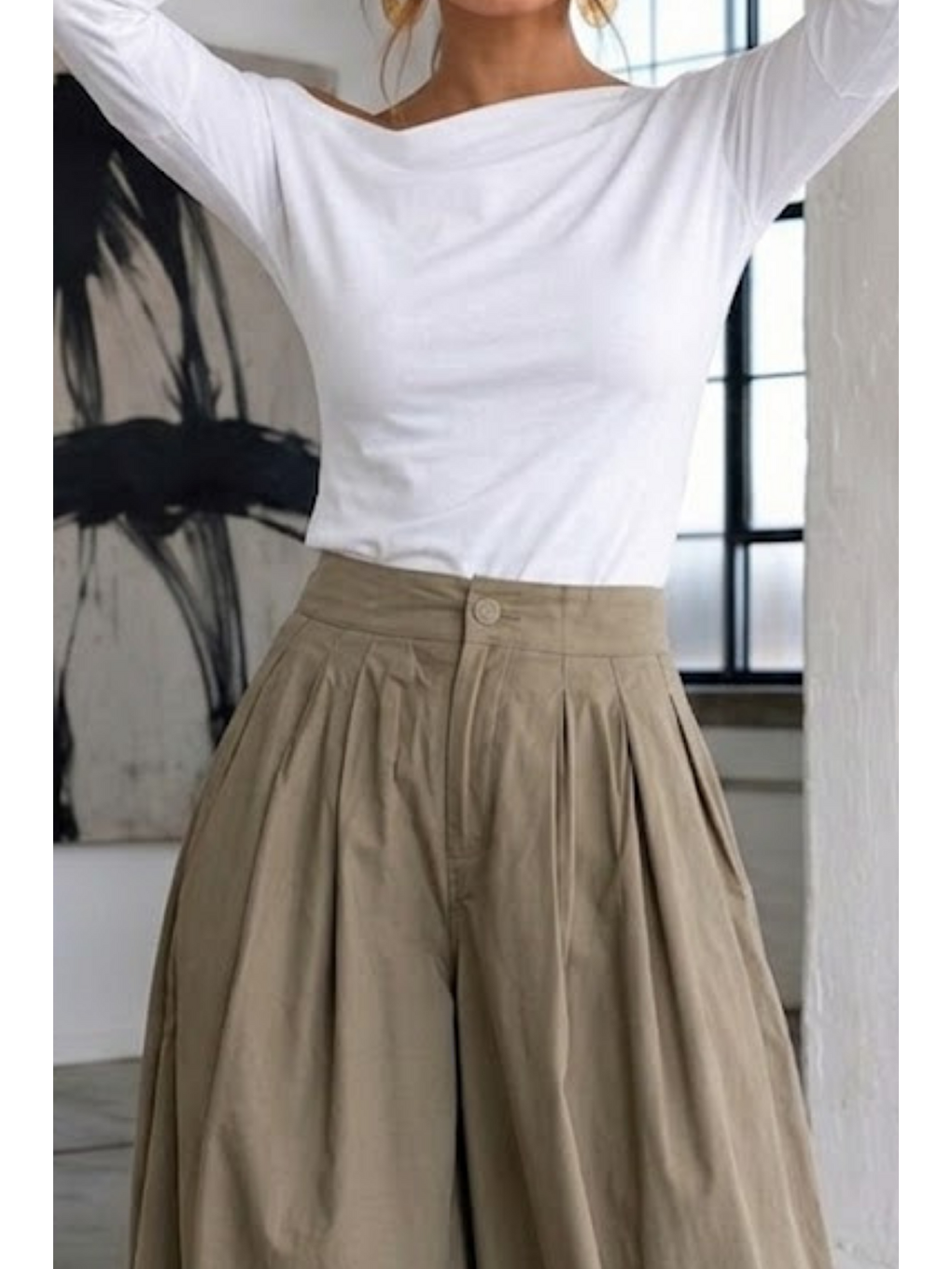 Kadın Gabardin Pamuklu Casual Beyaz Bluz-5
