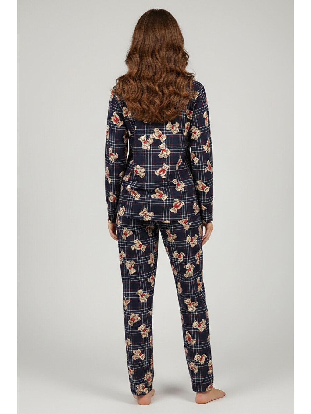 Desenli Süet Pijama Takımı Lacivert - 28048-LACIVERT-1